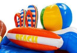 Ordene un castillo hinchable con temática de playa, con chanclas 3D, una tabla de surf y una pelota en línea