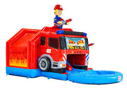Compra el castillo hinchable con tobogán doble en el tema de Bomberos Slide Combo en JB