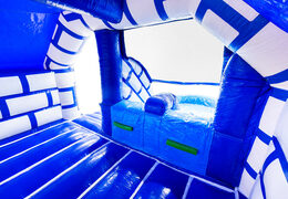 Interior del castillo inflable Slide Combo Dubbelslide azul y blanco