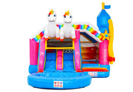 Castillo hinchable Combo Double Slide con tema de unicornio