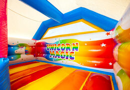 Compra en línea el castillo hinchable cubierto Slide Combo Dubbelslide con temática de Unicornio en JB