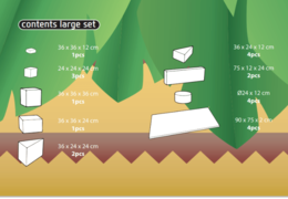 Compra en línea el contenido del set Softplay Large en tema de Jungla - Dino