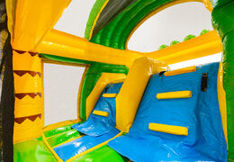 Pared de escalada del tema Safari Gorilla Multiplay dubbelslide en azul amarillo verde