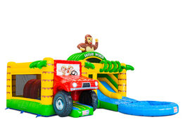 Lado de Multiplay Dubbelslide con piscina en el tema Safari gorila