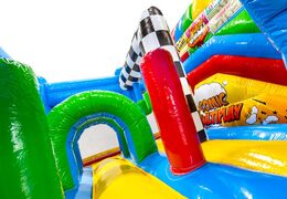 Interior del castillo hinchable Dubbelslide Multiplay azul amarillo verde rojo