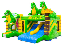 Castillo hinchable Multiplay Dubbelslide con dos toboganes en el tema de dinosaurios