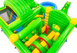 Interior del castillo hinchable Dubbelslide Multiplay verde amarillo rojo