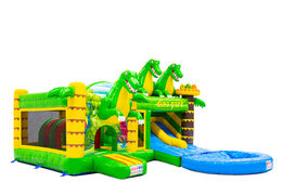 Castillo inflable Multiplay Dubbelslide con dos toboganes en el tema de los dinosaurios