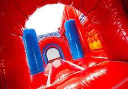 Interior del castillo hinchable Dubbelslide Multiplay azul rojo amarillo