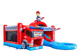 Lado del Multiplay Dubbelslide con piscina en el tema de bomberos