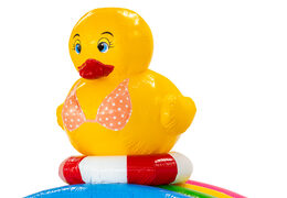 Ordene el castillo inflable con tema de fiesta de verano con patito de goma 3D en bikini en línea