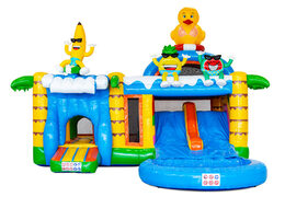 Castillo hinchable Multiplay Dubbelslide con dos toboganes en el tema de la fiesta de verano