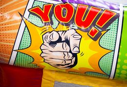 Castillo hinchable en tema cómic Midi Bounce, ordene hoy en JB Inflatables