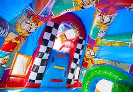 Castillo hinchable A-frame Super Comic con tiras cómicas divertidas a la venta