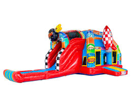 Tiras cómicas representadas en el cojín de aire - Castillo hinchable A-frame Super Comic disponible en JB Inflatables