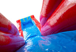 Castillo hinchable A-frame Super Comic colorido con tema cómic para empresas de alquiler, pide ahora en línea