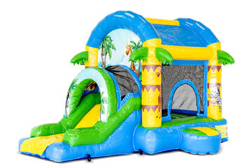 Compre un gran castillo inflable de interior con el tema de la diversión de la jungla con un tobogán para niños. Ordene castillos inflables en línea en JB Hinchables España