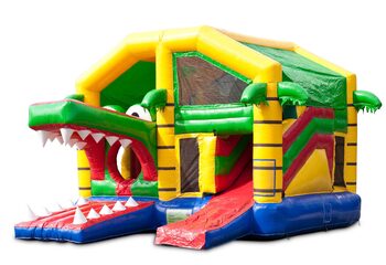 Compre un castillo inflable de interior multijugador con tobogán en un tema de cocodrilo para niños. Ordene castillos inflables en línea en JB Hinchables España