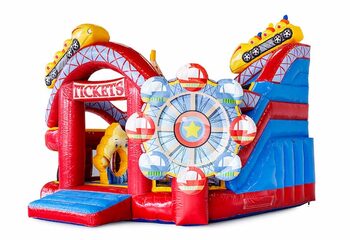 Compre gran castillo inflable abierto multijugador con tobogán en montaña rusa temática para niños. Ordene castillos inflables en línea en JB Hinchables España