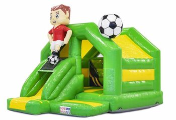 Tobogán inflable combinado con temática de fútbol verde para niños a la venta