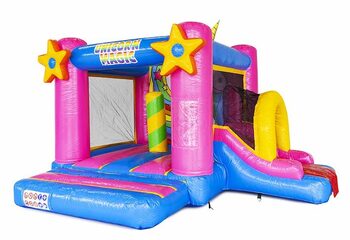 ordene un pequeño gorila inflable con tobogán en tema de unicornio