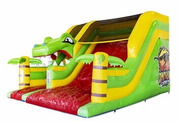 Comprar tobogán hinchable en tema dino rojo y verde para niños