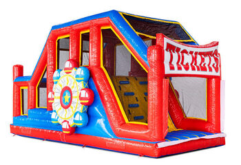 Módulos de circuito de obstáculos inflables en rojo azul amarillo Base Jump