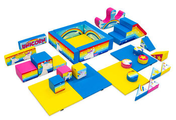 Set XXL de Softplay con temática de unicornio y bloques coloridos para jugar
