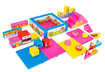 Set XXL de Softplay con temática de dulces y bloques coloridos para jugar