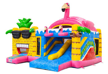 Compra el castillo hinchable Multiplay Doubleslide con tema de flamenco de Hawai en JB