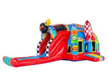 Tiras cómicas representadas en el cojín de aire - Castillo hinchable A-frame Super Comic disponible en JB Inflatables