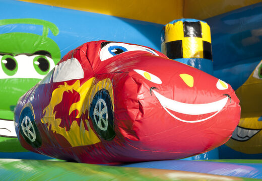 Compre castillo hinchable multifuncional cubierto con tema de tobogán en automóvil con objeto 3D en el techo para niños pequeños y mayores. Ordene castillos hinchables en línea en JB Hinchables España