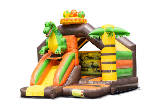 Compre castillo hinchable de interior slide combo con tobogán en temático de dinosaurio para niños. Ordene castillos hinchables con dinosaurio verde en línea en JB Hinchables España