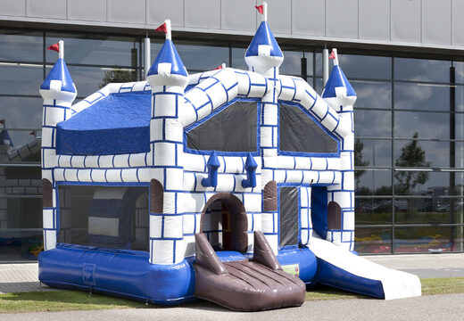 Castillo hinchable multijugador mediano con tobogán en tema castillo para niños. Ordene castillos hinchables en línea en JB Hinchables España