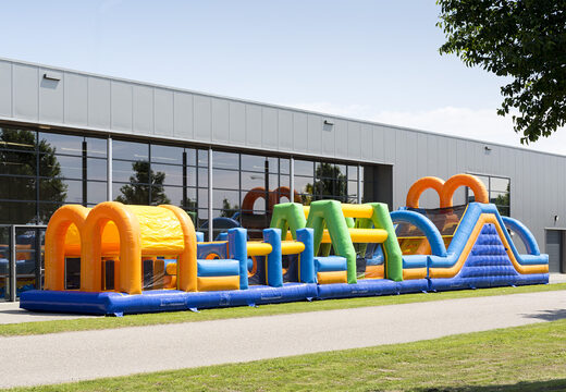 Compre una pista americana doble de 27 metros en colores alegres para niños. Ordene pistas americanas inflables ahora en línea en JB Hinchables España