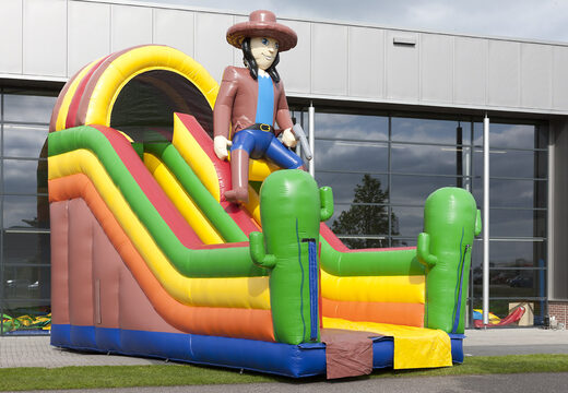 Tobogán inflable con temática de playa con piscina de chapoteo, impresionante objeto 3D, colores frescos y obstáculos 3D para niños. Ordene toboganes inflables ahora en línea en JB Hinchables España