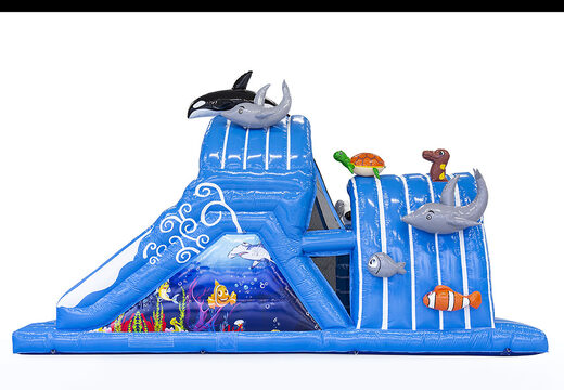 Ordene la pista americana inflable seaworld de 9 metros de largo para niños. Compre pistas americanas inflables en línea ahora en JB Hinchables España
