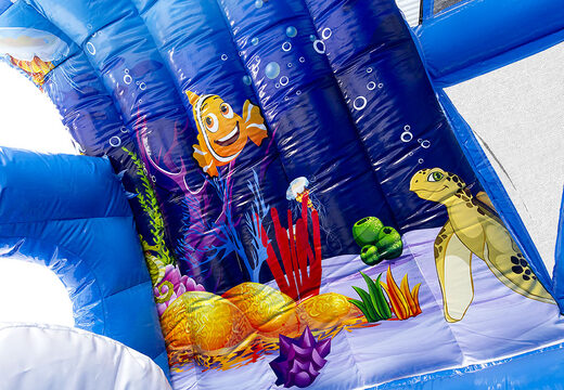 Ordene una pista americana inflable mini seaworld de 9 m con objetos 3D para niños. Compre pistas americanas inflables en línea ahora en JB Hinchables España