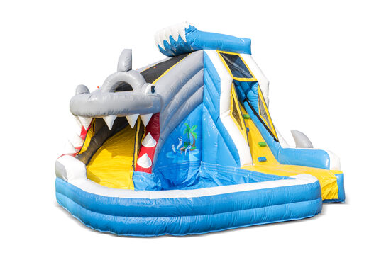 Ordene el castillo hinchable splashy shark con bañera en JB Hinchables España. Compre castillo hinchables en línea en JB Hinchables España