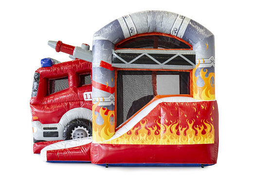 Ordene el pequeño castillo hinchable de bomberos con tobogán para niños. Compre castillos hinchables en línea en JB Hinchables España