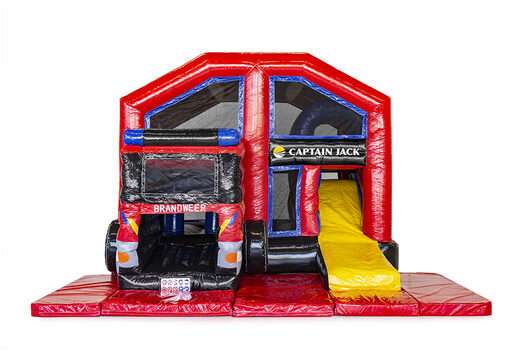 Encargue los inflables inflables cubiertos Captian Jack Multiplay Fire Brigade hechos a medida en JB Hinchables España. Compre ahora un diseño gratuito para castillo hinchable de rebote con su propia identidad corporativa