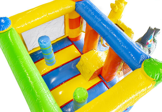 Compre pequeño castillo hinchable multiplay en el tema de fiesta con tobogán para niños en línea. Ordene castillos hinchables con tobogán en JB Hinchables España