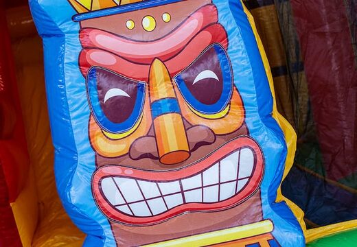 Compre el castillo hinchable de la diapositiva del jefe en el tema de Hawaii con un tobogán para los niños. Ordene castillo hinchables en línea en JB Hinchables España