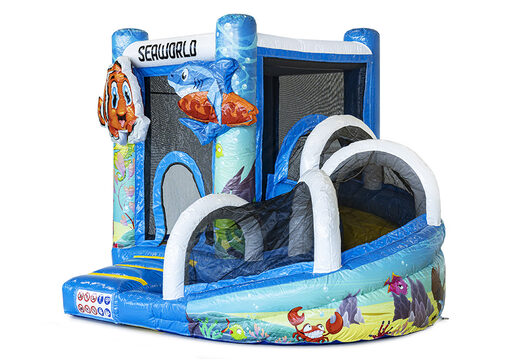 Ordene un pequeño castillo hinchable con tobogán seaworld para niños. Compre castillos hinchables en línea en JB Hinchables España