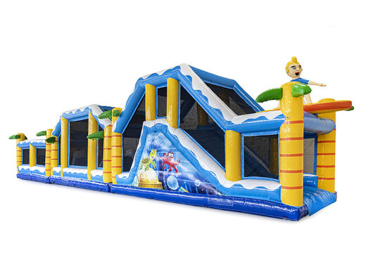 Pista americana modular inflable de 19 metros en tema de surf con objetos 3D a juego para niños. Compre pistas americanas inflables en línea ahora en JB Hinchables España