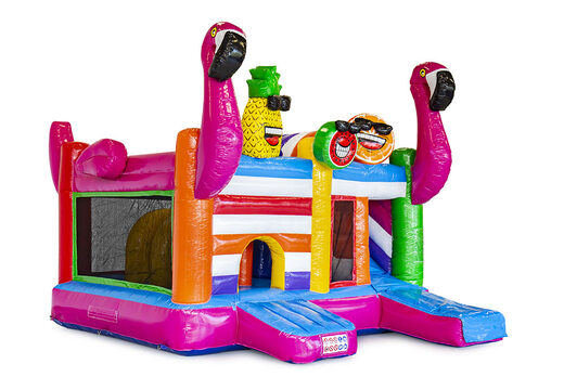 Castillo hinchable multijugador mediano en tema flamenco para niños. Compre castillos hinchables en línea en JB Hinchables España