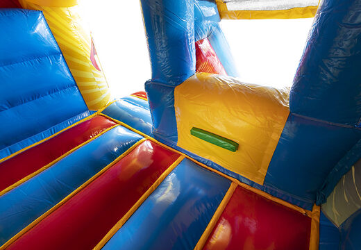 Compre castillo hinchable de tobogán inflable combinado con tema de superhéroe para niños. Ordene ahora castillos hinchables con tobogán en JB Hinchables España