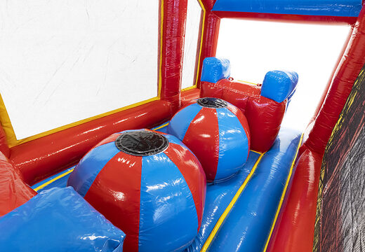 Pista americana hinchable modular de 19 metros en un tema de montaña rusa, objetos 3D y una carrera doble en diferentes temas para niños. Compre pistas americanas inflables en línea ahora en JB Hinchables España