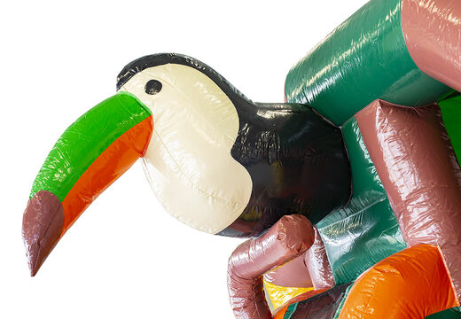 Compra un castillo hinchable con una combinación de tobogán en tema amazona para niños. Ordene castillos hinchables en línea en JB Hinchables España