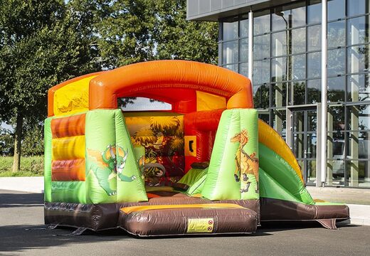 Compra un pequeño castillo de inflable de interior multifuncional con tema de dinosaurio para niños. Compra inflables en línea en JB Hinchables España